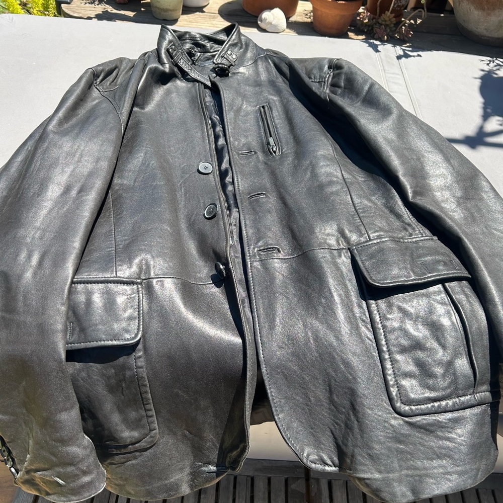Men's Lagerfeld Black Leather Jacket